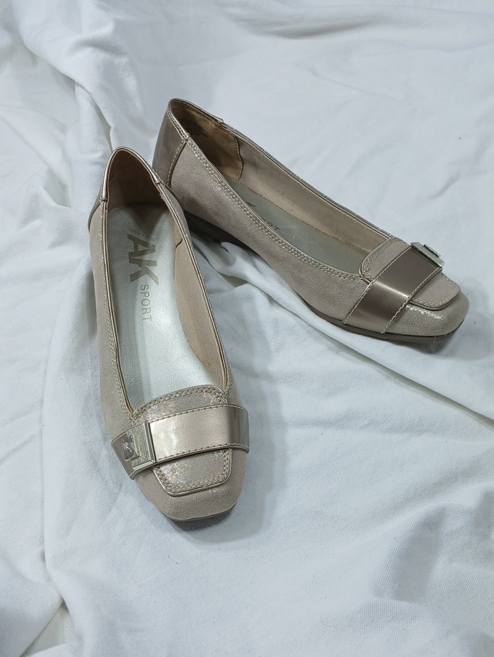 Anne Klein Sport Women's Metallic Beige Loafers